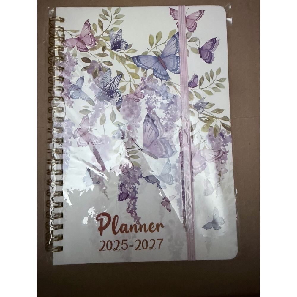 Purple Butterfly Day And Monthly Planner 2025-2027 NWT Size 8.5x6